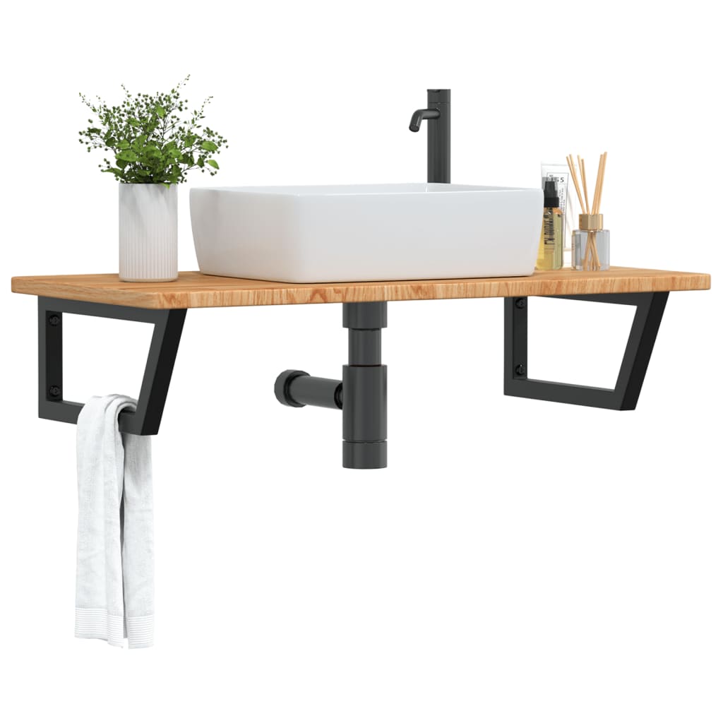 Ripiano a Parete per Lavabo in Acciaio e Massello di Rovere | homemem39