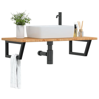 Ripiano a Parete per Lavabo in Acciaio e Massello di Rovere | homemem39