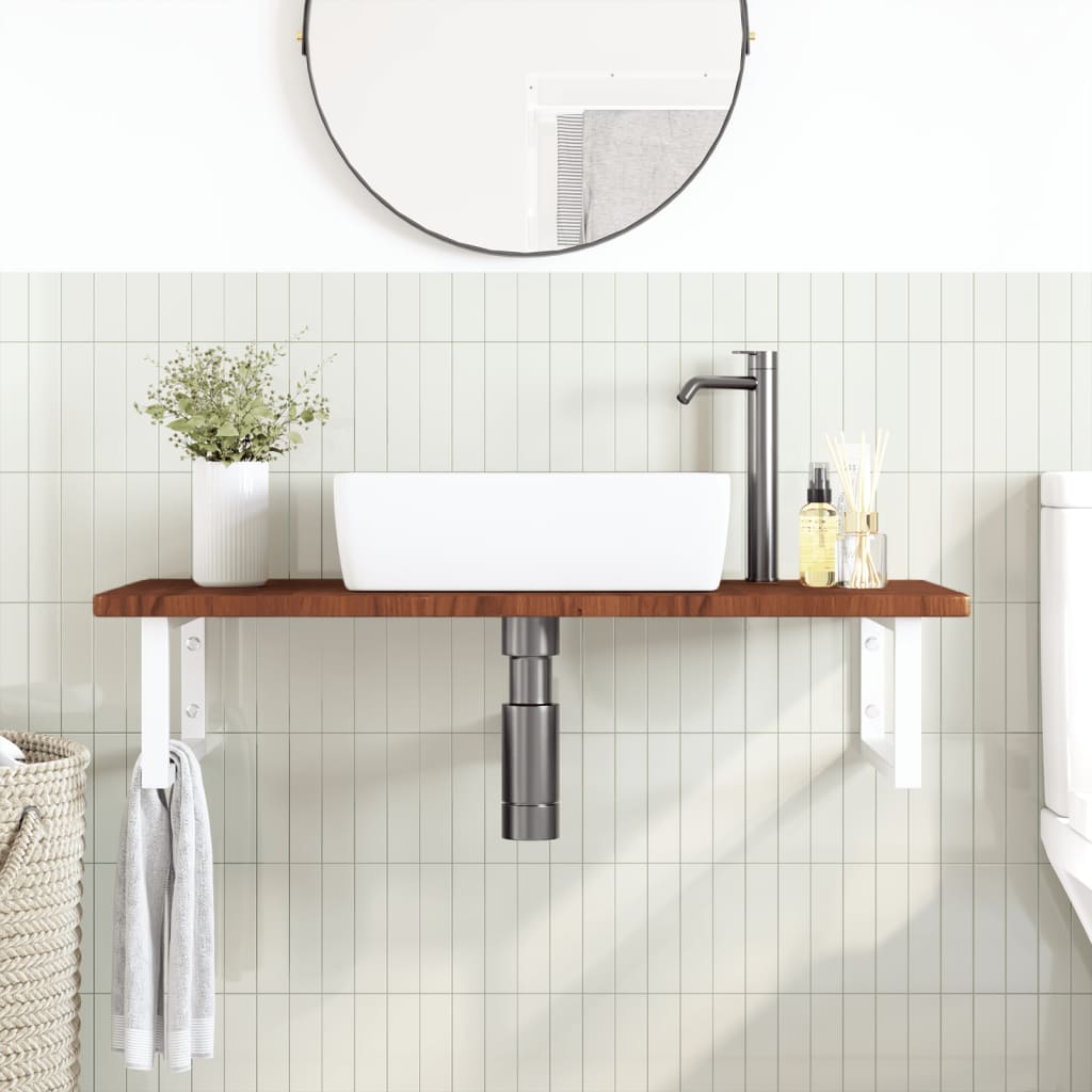 Ripiano a Parete per Lavabo in Acciaio e Massello di Rovere | homemem39