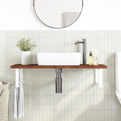 Ripiano a Parete per Lavabo in Acciaio e Massello di Rovere | homemem39