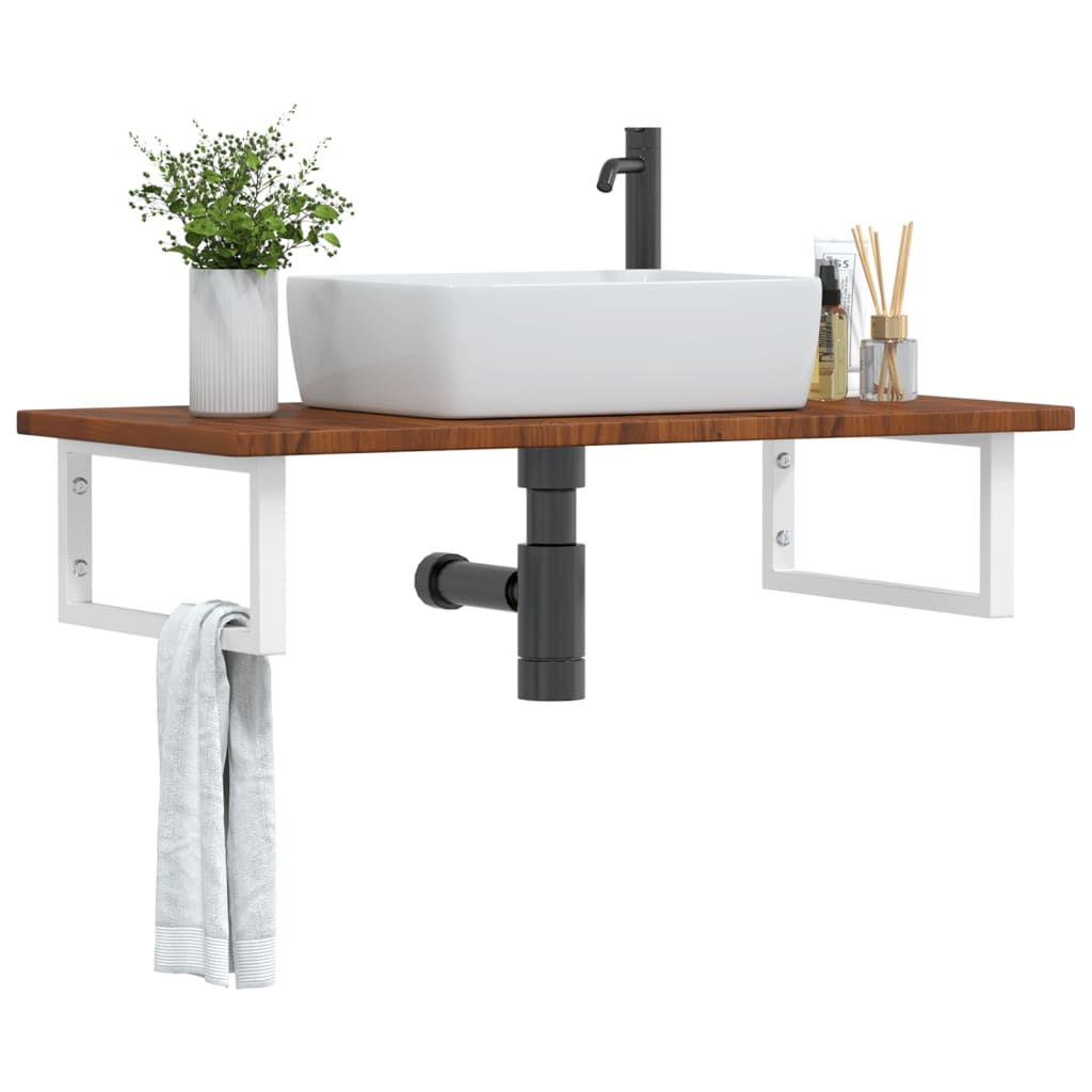 Ripiano a Parete per Lavabo in Acciaio e Massello di Rovere | homemem39