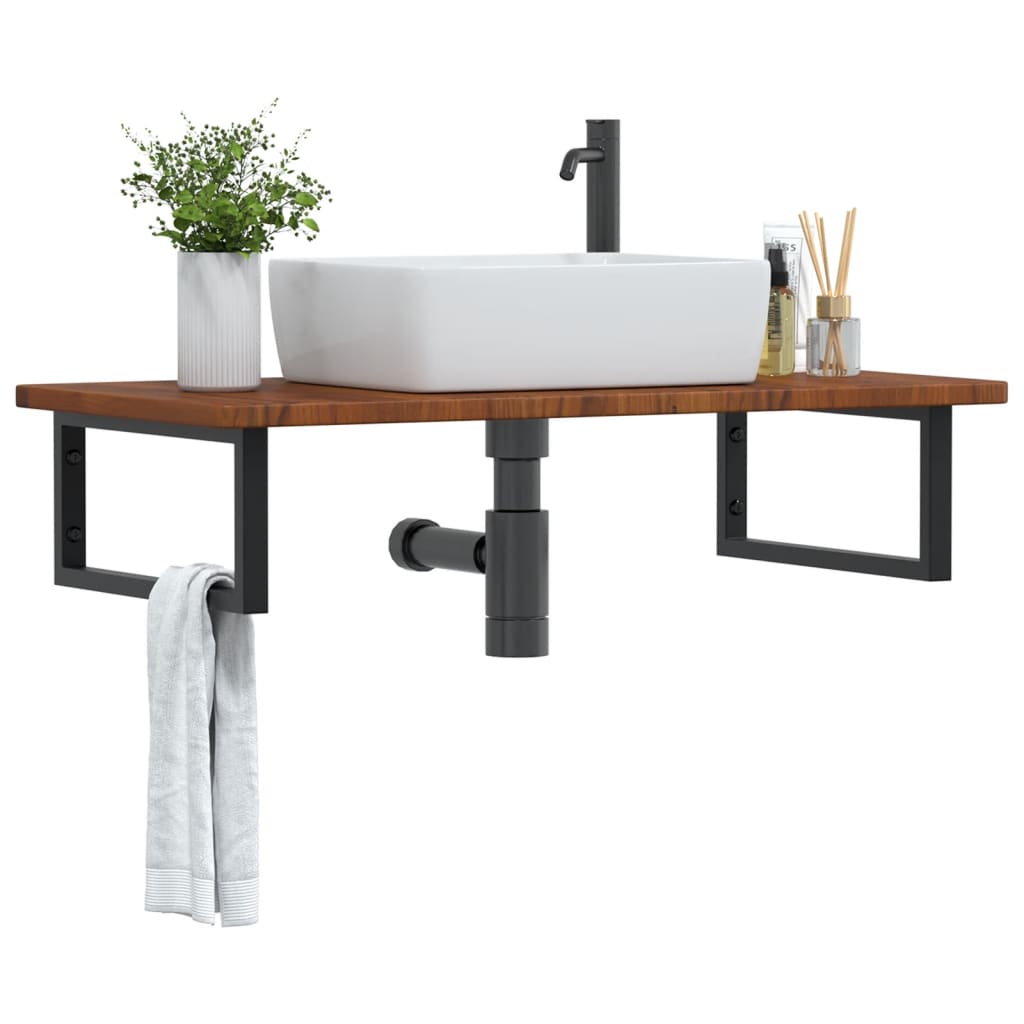 Ripiano a Parete per Lavabo in Acciaio e Massello di Rovere | homemem39