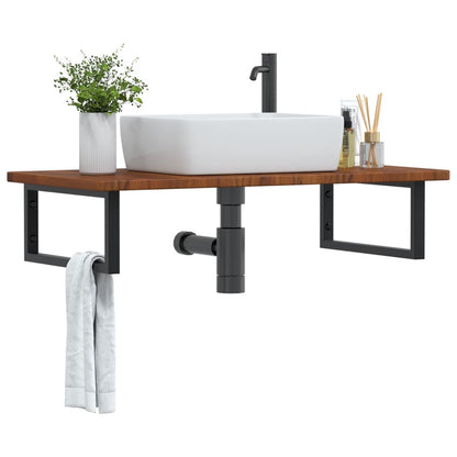 Ripiano a Parete per Lavabo in Acciaio e Massello di Rovere | homemem39
