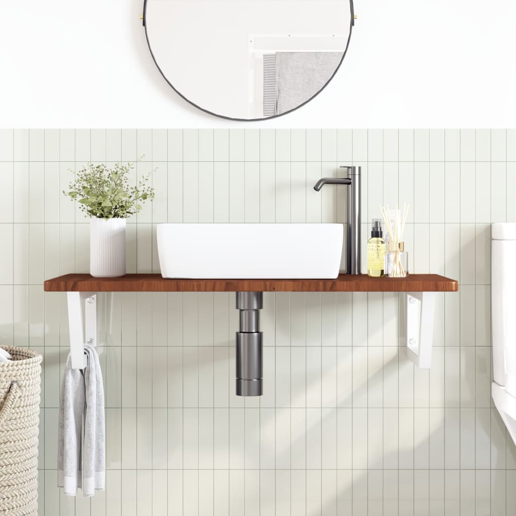 Ripiano a Parete per Lavabo in Acciaio e Massello di Rovere | homemem39