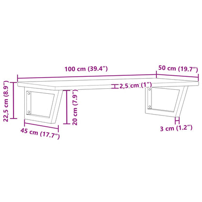 Ripiano a Parete per Lavabo in Acciaio e Massello di Rovere | homemem39