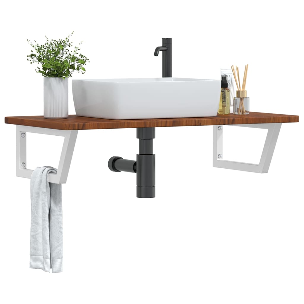 Ripiano a Parete per Lavabo in Acciaio e Massello di Rovere | homemem39