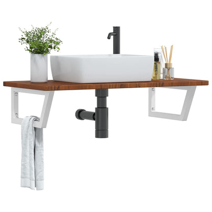 Ripiano a Parete per Lavabo in Acciaio e Massello di Rovere | homemem39