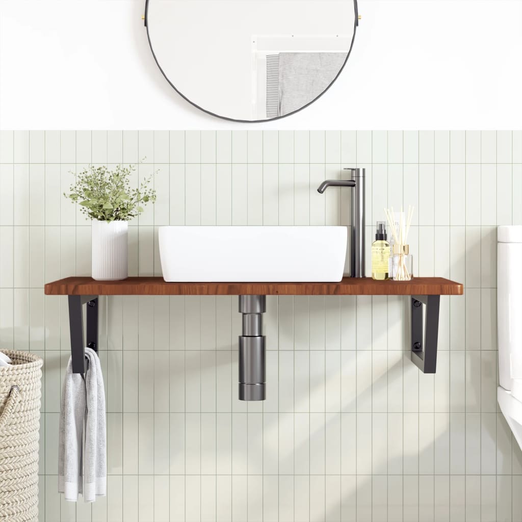 Ripiano a Parete per Lavabo in Acciaio e Massello di Rovere | homemem39