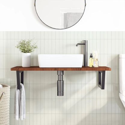 Ripiano a Parete per Lavabo in Acciaio e Massello di Rovere | homemem39