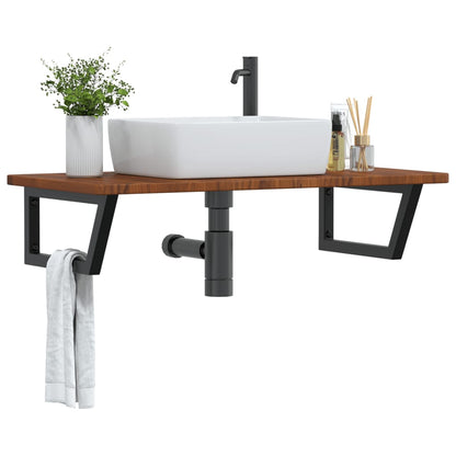 Ripiano a Parete per Lavabo in Acciaio e Massello di Rovere | homemem39
