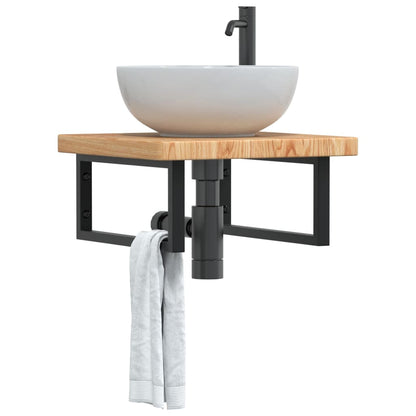 Ripiano a Parete per Lavabo in Acciaio e Massello di Rovere | homemem39
