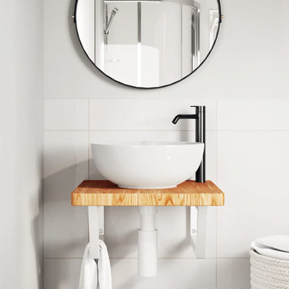 Ripiano a Parete per Lavabo in Acciaio e Massello di Rovere | homemem39
