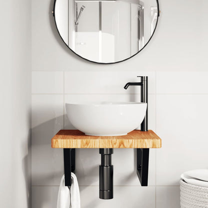 Ripiano a Parete per Lavabo in Acciaio e Massello di Rovere | homemem39