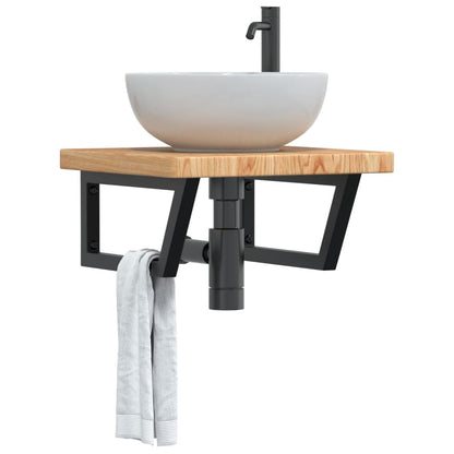 Ripiano a Parete per Lavabo in Acciaio e Massello di Rovere | homemem39