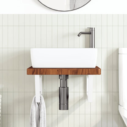 Ripiano a Parete per Lavabo in Acciaio e Massello di Rovere | homemem39