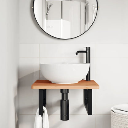Ripiano a Parete per Lavabo in Acciaio e Massello di Faggio | homemem39