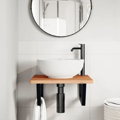 Ripiano a Parete per Lavabo in Acciaio e Massello di Faggio | homemem39