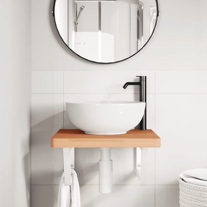 Ripiano a Parete per Lavabo in Acciaio e Massello di Faggio | homemem39