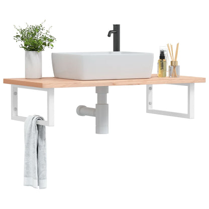 Ripiano a Parete per Lavabo in Acciaio e Massello di Faggio | homemem39