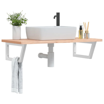 Ripiano a Parete per Lavabo in Acciaio e Massello di Faggio | homemem39