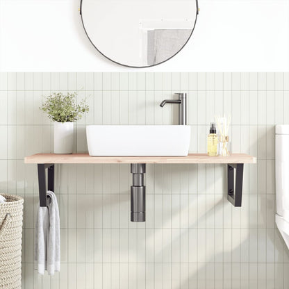 Ripiano a Parete per Lavabo in Acciaio e Massello di Faggio | homemem39