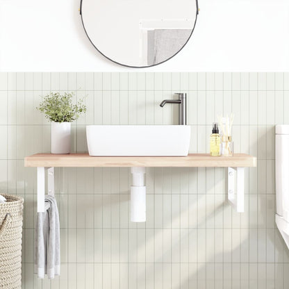 Ripiano a Parete per Lavabo in Acciaio e Massello di Faggio | homemem39