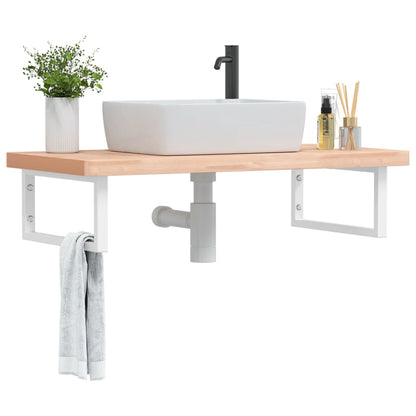 Ripiano a Parete per Lavabo in Acciaio e Massello di Faggio | homemem39