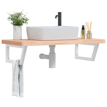 Ripiano a Parete per Lavabo in Acciaio e Massello di Faggio | homemem39