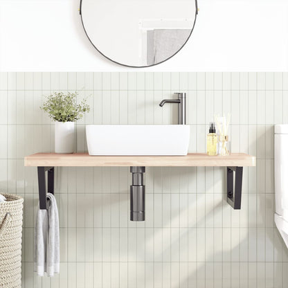 Ripiano a Parete per Lavabo in Acciaio e Massello di Faggio | homemem39