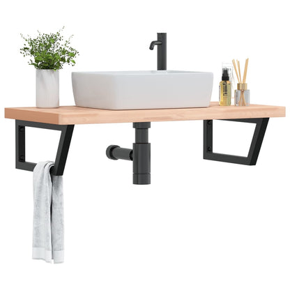 Ripiano a Parete per Lavabo in Acciaio e Massello di Faggio | homemem39
