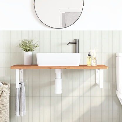 Ripiano a Parete per Lavabo in Acciaio e Massello di Faggio | homemem39