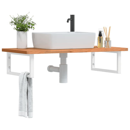 Ripiano a Parete per Lavabo in Acciaio e Massello di Faggio | homemem39