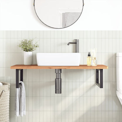 Ripiano a Parete per Lavabo in Acciaio e Massello di Faggio | homemem39