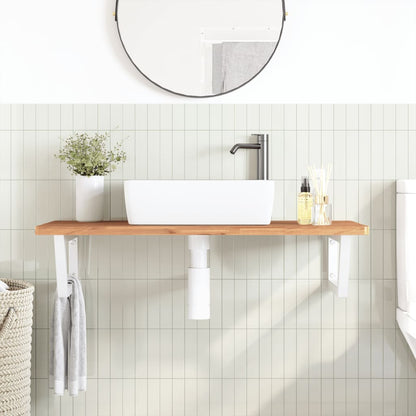 Ripiano a Parete per Lavabo in Acciaio e Massello di Faggio | homemem39