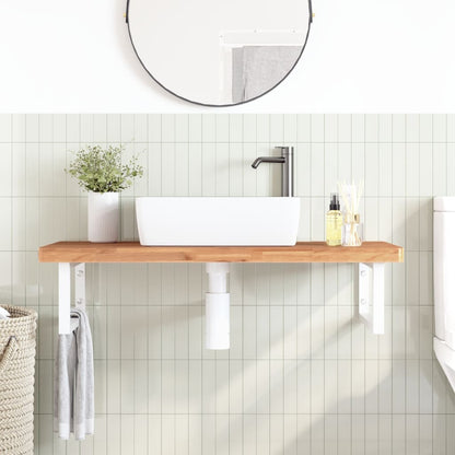 Ripiano a Parete per Lavabo in Acciaio e Massello di Faggio | homemem39