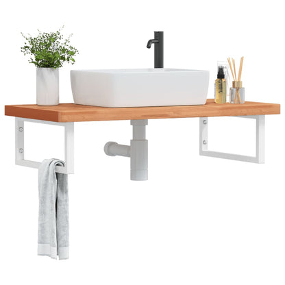 Ripiano a Parete per Lavabo in Acciaio e Massello di Faggio | homemem39