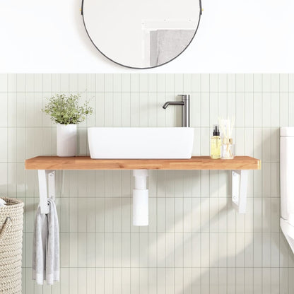 Ripiano a Parete per Lavabo in Acciaio e Massello di Faggio | homemem39