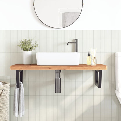 Ripiano a Parete per Lavabo in Acciaio e Massello di Faggio | homemem39