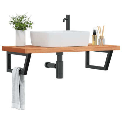 Ripiano a Parete per Lavabo in Acciaio e Massello di Faggio | homemem39