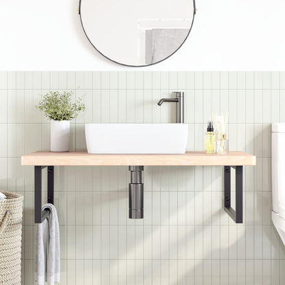 Ripiano a Parete per Lavabo in Acciaio e Massello di Rovere | homemem39
