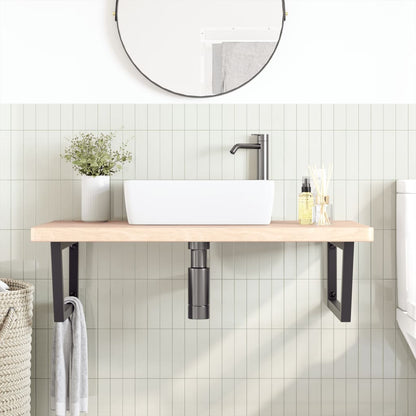 Ripiano a Parete per Lavabo in Acciaio e Massello di Rovere | homemem39