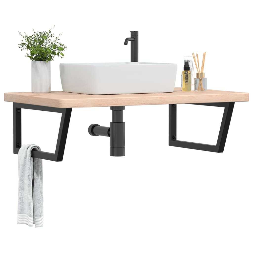 Ripiano a Parete per Lavabo in Acciaio e Massello di Rovere | homemem39