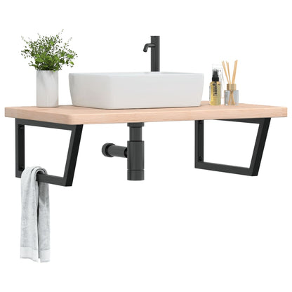 Ripiano a Parete per Lavabo in Acciaio e Massello di Rovere | homemem39
