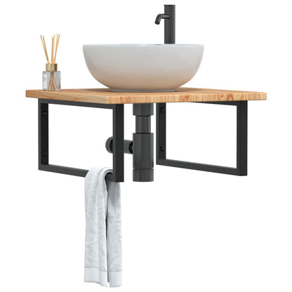 Ripiano a Parete per Lavabo in Acciaio e Massello di Rovere | homemem39