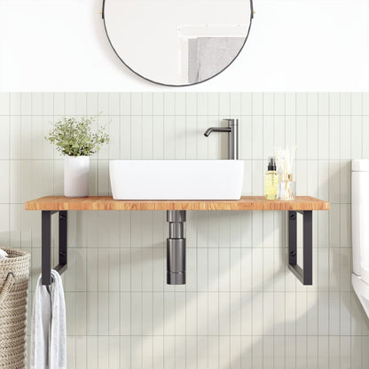 Ripiano a Parete per Lavabo in Acciaio e Massello di Rovere | homemem39