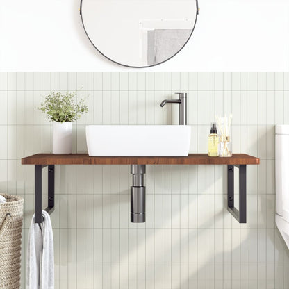 Ripiano a Parete per Lavabo in Acciaio e Massello di Rovere | homemem39