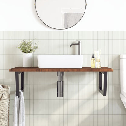 Ripiano a Parete per Lavabo in Acciaio e Massello di Rovere | homemem39