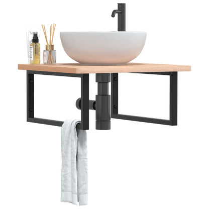 Ripiano a Parete per Lavabo in Acciaio e Massello di Faggio | homemem39