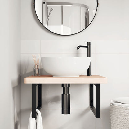 Ripiano a Parete per Lavabo in Acciaio e Massello di Faggio | homemem39