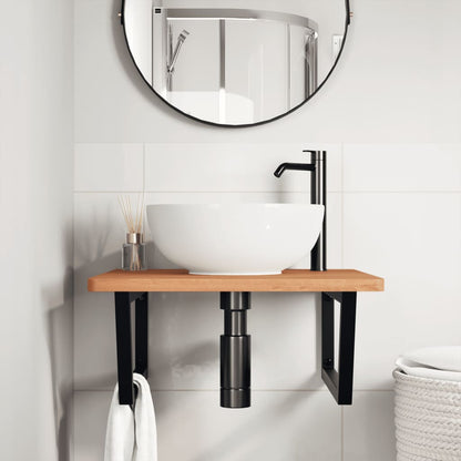Ripiano a Parete per Lavabo in Acciaio e Massello di Faggio | homemem39